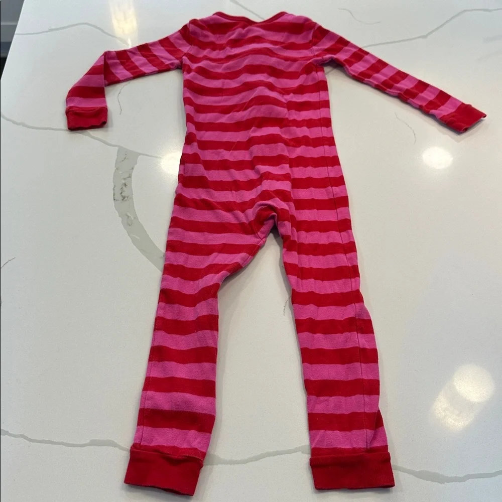 Gap baby organic cotton one piece pajama full zip pink red stripes girls size 4